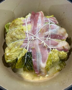 Fred Sirieix Instagram - Le chou farci! Stuffed cabbage. 

I have not cooked this recipe for such a long time. What a great classic! 

I must admit it is not to everyone’s taste. It is such a common and ubiquitous dish in France. Growing up in the 70s and 80s I remember eating it at home cooked in a tomato based sauce. This recipe is slightly different as the cabbage is cooked in butter and white wine. The stuffing is made of veal and pork mince with shallots, garlic, parsley, egg, crème fraîche, thyme and a touch of nutmeg.

This is a real working class number and many (if not all) workers restaurants would feature it as part of their 3 course value lunch menu with wine and coffee. The chou farci is also found in high end restaurants where it is elevated to new heights with various stuffings made with noble and expensive ingredients. 

Interestingly the dish does not originate from France but Eastern Europe. The French just adopted and made it their own. 

Have you ever made stuffed cabbage? Or tried it? I’m very curious to know. 

Fred x