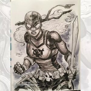 Freddie Williams II Instagram - Ravager aka Rose Wilson ink wash commission (2017) former villainess, later an Honorary Titan.