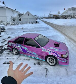 Fredric Aasbø Instagram - And here it is - my new project car! Japanese import, right hand drive, AE86 Toyota Corolla Levin Coupe!

Big plans for this one. I bought it as a roller from Norwegian hachiroku mastermind @fotogene_tole, and the goal is to do tandems with him in his Trueno… I plan to keep the basic livery the same, but adjust with correct logos and details. 

Wait till you see the engine we’re building for this one 😃

#Hachiroku #OldSkool #TeamToyota