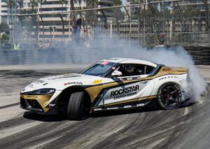 Fredric Aasbø Instagram - First laps on track in Long Beach during Media Day! New @rockstarenergy livery for the #TeamToyota GR Supra on @nittotire, and we’ve worked on finding more front grip. Car felt great! The team has done a great job. Excited for the weekend!

#PapadakisRacing #FDLB @larry_chen_foto