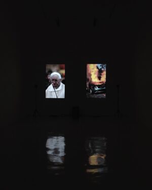 Gabriel O'Shea Instagram - Polyphony (QUO VADIS) (2023)
(two-channel video installation) 
&
Preludio (2023) 
(36’ 20’’, two channel sound piece/installation) 
-
On view until July 14 @galeriahilariogalguera 
-
#gabrieloshea#videoarte#videoart#videoinstallation#videoinstallationart#instalaciondevideo#aiartwork#aiartist#inteligenciaartificial#galeriahilariogalguera