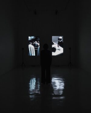 Gabriel O'Shea Instagram - Polyphony (QUO VADIS) (2023)
(two-channel video installation) 
&
Preludio (2023) 
(36’ 20’’, two channel sound piece/installation) 
-
On view until July 14 @galeriahilariogalguera 
-
#gabrieloshea#videoarte#videoart#videoinstallation#videoinstallationart#instalaciondevideo#aiartwork#aiartist#inteligenciaartificial#galeriahilariogalguera