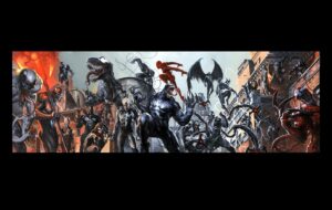 Gabriele Dell'Otto Instagram - “Death of Venomverse” connecting variant covers!!! Acrylics @liquitexofficial on #canvas @marvel #venom #variantcovers #art #comics @yokaidavid @carmisterpixel