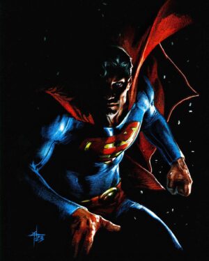 Gabriele Dell'Otto Instagram - “Superman” color pencils @carandache on Black paper @fabriano1264 @dcofficial #superman #comics #art #comicart @yokaidavid @carmisterpixel