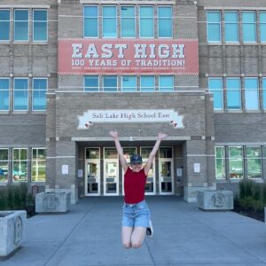 Gabriella Graves Instagram - LETS GO WILDCATS!!! I finally found ‘what I’ve been looking for’ yesterday at the real High School Musical school in Salt Lake City! I think this could be the start of something new…Gabriella finally found where she belongs 🤭

 (also please ignore the two random bruises on my knees I have no idea where they came from 💀)

#nothisisnotwhyimnamedgabriella #iwasnotnamedafterhighschoolmusical #stilloneofmyfavoritemovies