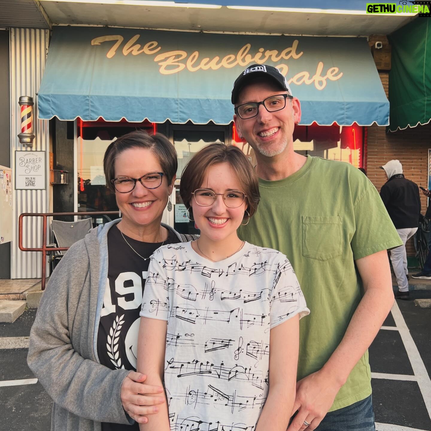 Gabriella Graves - 379 Likes - Got to visit the iconic Bluebird Cafe in Nashville last weekend! I dream of someday playing at this amazing venue 🐦🎶
.
The third slide is a dare I was given by the security guard to wear the musical cone hat 🤪