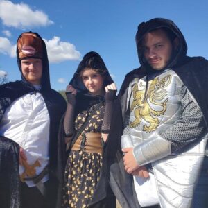 Gabriella Graves Instagram - had such a great time at @kerrvillerenfest yesterday!! We had sword fights, we quested, we met an owl man, we became the black cloak crew. It was an amazing day with such sweet friends!