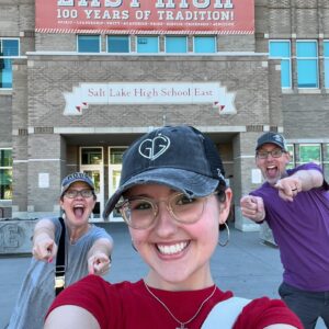 Gabriella Graves Instagram - LETS GO WILDCATS!!! I finally found ‘what I’ve been looking for’ yesterday at the real High School Musical school in Salt Lake City! I think this could be the start of something new…Gabriella finally found where she belongs 🤭

 (also please ignore the two random bruises on my knees I have no idea where they came from 💀)

#nothisisnotwhyimnamedgabriella #iwasnotnamedafterhighschoolmusical #stilloneofmyfavoritemovies