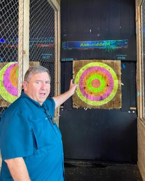 Gabriella Graves Instagram - Had such a fun time going ace throwing yesterday with my grandpa Hoot!! Our nicknames were Rel-AXE (me) and AXE-ciddent (hoot!) So thankful for this sweet time with this crazy awesome guy. We laughed, we trash talked, and in the end, he won a well earned game! Love ya Hoot!