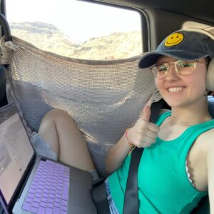 Gabriella Graves Instagram - Travel Tuesday! When you have a summer class, but are traveling all over, you do school work in the car!! 🚗📖
