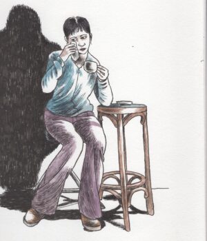 Gabrielle Bell Instagram - This is from a @drawmedrawu session at the @franciskiteclub from several months ago. The theme was “loneliness,” a subject near and dear to my heart. We’re apparently in a loneliness epidemic. Thanks a lot, social media! 

If anyone can help me to identify the models in the Third, fourth and ninth frames, I’d appreciate it(3 & 4 is the same person).

(3& 4 is found and tagged, still looking for the two people in 9)

Also wanted to add how these models at DMDU always bring such drama and dynamism to the poses, likely because they are also narrative artists, that the drawings practically draw themselves.