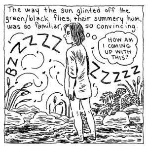 Gabrielle Bell Instagram - This is a comic I did for Bernadette Magazine, edited by @angelafanche and @katie__ln, which is having a release party at Printed Matter on July 2nd. 
It’s from when I was first learning about lucid dreaming, and the powers of anticipation.
Alongside a lineup of many great cartoonists, I’ll be doing a reading of a(nother) comic I did for the publication, also dream based.