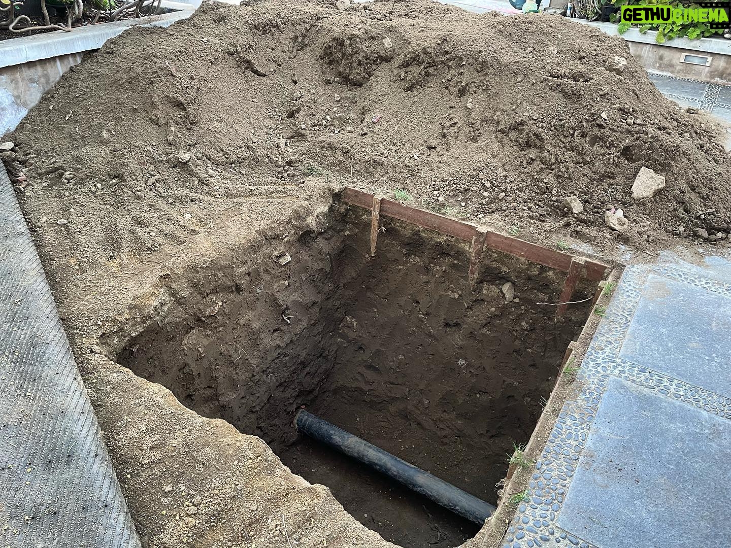 Garret Dillahunt - 7.7K Likes - LA rains caused some havoc. Got some issues. Guy wanted to charge me $3500 to dig this hole so they could get at this pipe. I said I’d dig it myself. He expressed doubt. 2 1/2 hours later this is my backyard. So there. Now who’s gonna walk on my back? #yesallIdidwasdigahole