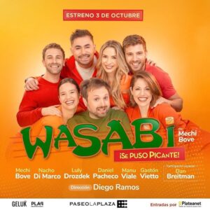 Gastón Vietto Instagram - Un grupo de amigos se reúnen para celebrar un cumpleaños. 
Un juego les propondrá conocerse aún más y una sorpresa les revelará una verdad. 
Entre piezas de sushi y brindis, la noche se pondrá picante y ya nada será igual @wasabisepusopicante 
Desde el martes 3 de Octubre en la sala Pablo Picasso del Paseo la Plaza!!! Los Esperamos 😉
Entradas próximamente por @plateanet