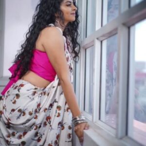 Gayatri Rema Instagram - Gazing at the world outside, she found beauty within herself 💖

MUA - @gayathri_mua_for_u 
Costume designer - @rijaras_closet 
Photography - @filmbysundar 

#gayatrirema #photoshoot #notstitched #drapingdress #drapedbeautifully #beautifuldrapings #naturallycurlygirl #gazingoutthewindows #tamilactress #actresslife #blessedandgrateful❤️