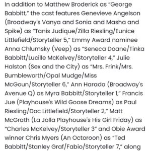 Genevieve Angelson Instagram - we interrupt the SAG strike to bring you some EQUITY.. 🎭 back to the boards with christopher ashley directing a new play by Joe diPietro adapted from the 1922 novel BABBITT.