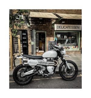 George Clarke Instagram - Joy and happiness personified #Triumph #TriumphGhost #CustomBike #TriumphScrambler