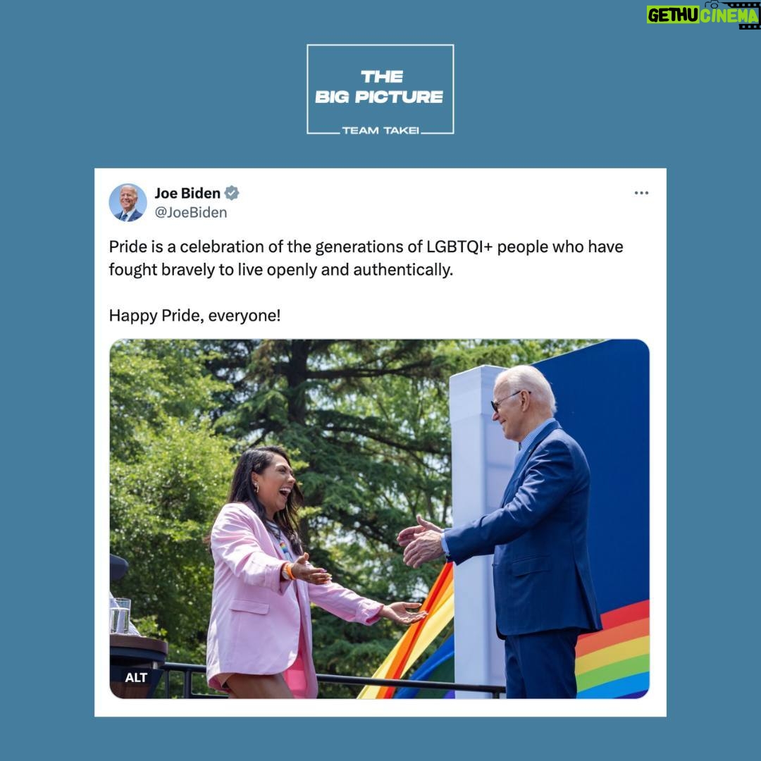 George Takei - 3.6K Likes - As Pride Month wraps up, let's applaud @POTUS, the strongest ally the LGBTQ community has ever had in the White House. This week, he pardoned LGBTQ veterans wronged by anti-gay policies and hosted a joyous Pride celebration. 🙌 Discover more progressive wins, including epic fact-checks of Trump’s debate lies, at The Big Picture. Link in bio.