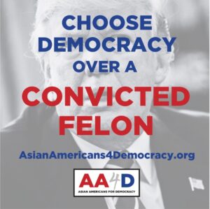 George Takei Instagram - We can’t let a convicted felon back in the White House. That’s why I’ve contributed to @AA4Democracy to defeat Trump. Will you also contribute to help save democracy? Link in bio for more.