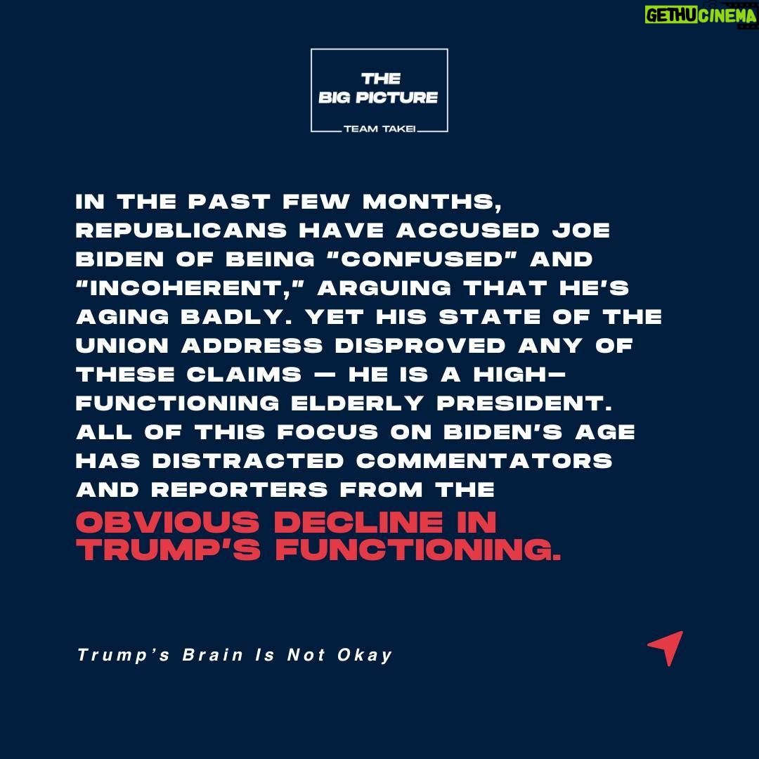 George Takei - 4.3K Likes - With Trump slurring his words again at his speech in the Bronx last week, and more unhinged rants on Truth Social over Memorial Day after standing there cluelessly saluting during “Amazing Grace,” it feels more essential than ever that we get the word out about the danger that Trump’s mental decline poses. Check out the link in bio for an expert’s view of Trump’s mental slide.