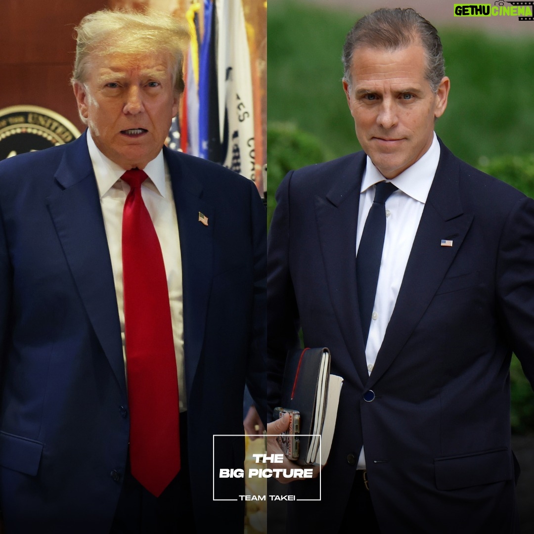 George Takei - 2.7K Likes - We now have two prosecutions, both resulting in guilty verdicts, one against an ex-president and another against a sitting president’s son. They are both unprecedented and bring with them deeply conflicting feelings. In today's piece for The Big Picture, writer and legal expert Jay Kuo digs into this unsettling duality. Link in bio for more.
Left photo by Spencer Platt / Staff. Right photo by Kevin Dietsch/Getty Images.
