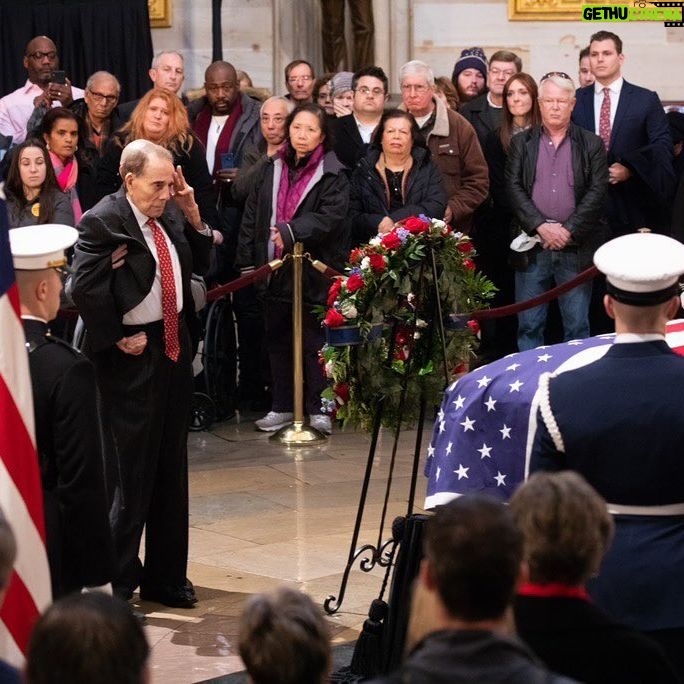 George W. Bush - 103.7K Likes - Laura and I are saddened by the passing of a great patriot, Senator Bob Dole. This good man represented the finest of American values. He defended them in uniform during World War II. He advanced them in the United States Senate. And he lived them out as a father, husband, and friend. Our entire family benefited from that friendship, including my father. I will always remember Bob’s salute to my late dad at the Capitol, and now we Bushes salute Bob and give thanks for his life of principled service. @laurawbush and I send our heartfelt condolences to Elizabeth and join our fellow citizens in prayer for her comfort.
📷: @paulmorsephoto