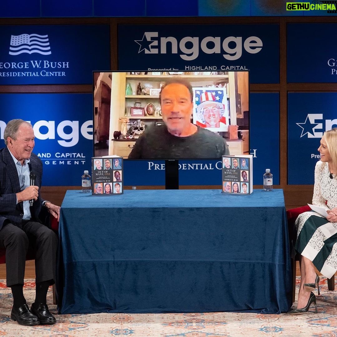 George W. Bush - 54.8K Likes - Repost from @schwarzenegger
•
When I moved to this country, I had a lot of big dreams, but I never dreamed that one day I would be painted by a President. Thank you for your fantastic book, Out of Many, One, @georgewbush, and thank you for painting me and all of these exceptional immigrants. I urge all of my followers to go out and get this book and be inspired by these amazing stories of the American Dream. And President Bush, I look forward to working together to push a sensible immigration policy.