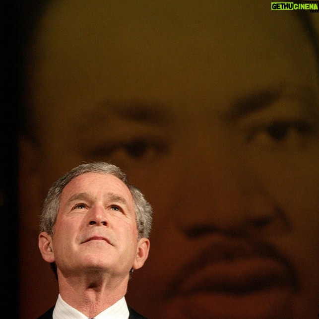 George W. Bush - 43.9K Likes - Martin Luther King did not live to celebrate his 40th birthday. Yet in the short time he walked upon this earth, he preached that all the powers of evil are ultimately no match for one individual armed with eternal truths. The reason to honor Martin Luther King is to remember his strength of character and his leadership, but also to remember the remaining work.
January 16, 2006 White House Photo by Eric Draper / Courtesy George W. Bush Presidential Library & Museum