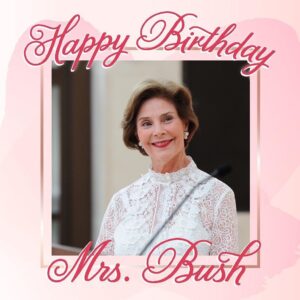 George W. Bush Instagram - Wishing my lovely bride @laurawbush a happy birthday today… and a happy anniversary tomorrow.  I’m a lucky man. ⠀ ⠀ ⠀ ⠀ ⠀ ⠀ ⠀ ⠀ ⠀ ⠀ ⠀ ⠀ ⠀#repost @thebushcenter Happy birthday, Mrs. @laurawbush! 🎉🎂 Today, we are celebrating Mrs. Bush and the countless lives she has touched through her meaningful work. Leave your birthday wishes for her via the link in our bio.