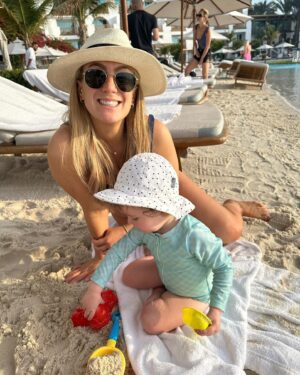 Georgie Barrat Instagram - First time to Dubai and thought it was such a good setup if you have small kids. Unfortunately all 3 of us were ill for the trip 🫠 Each day we hoped we would feel better but honestly the coldy / flu thing we had lasted the whole time. But hey ho, nothing you can do when these things happen! We still loved it in amongst the sneezing and paracetamol 😂

Top recommendations from our time there:
* We really loved the @parkhyattdubai. They have a fake lagoon beach (of course they do) that’s a cross between a hotel pool and beach that worked really well. 
* We did the @sonara_camp Sunset Experience in the desert. In your package you can ride a camel, watch the sunset and have drinks. It’s really lovely. 
* Had amazing food at the @timeoutmarketdubai. Great atmosphere and you can watch the Dubai Fountain which is SPECTACULAR ✨
* If you want to do the all-you-can-drink brunchy thing then thoroughly recommend the Bubbalicious one @westindubai 
* For a fancy dinner out then definitely checkout @sanbeach.dubai. Decor there is 🤌