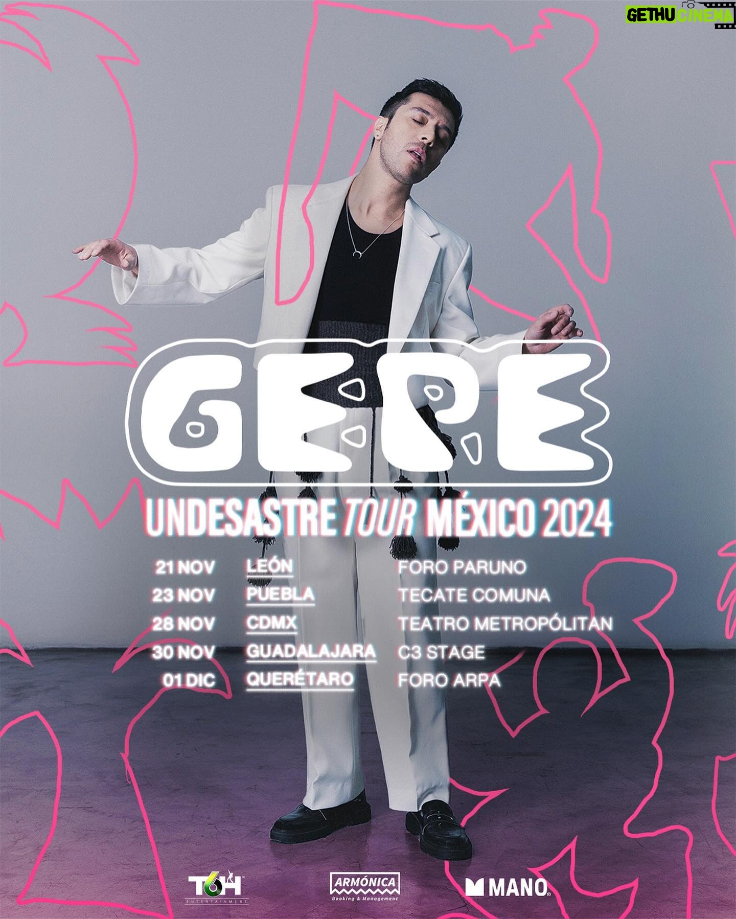 Gepe - 2.7K Likes - Como olvidar la primera vez en vuestras tierras 🇲🇽 ese 2007 tan lejos tan cerca. Pasaron los años, las historias, las canciones, y aquí estamos de vuelta con lo mejor que podemos dar, UNDESASTRE TOUR 2024. Boletos ya a la venta !!! Nos vemos en tu casa. Link de entradas en mi Bio.