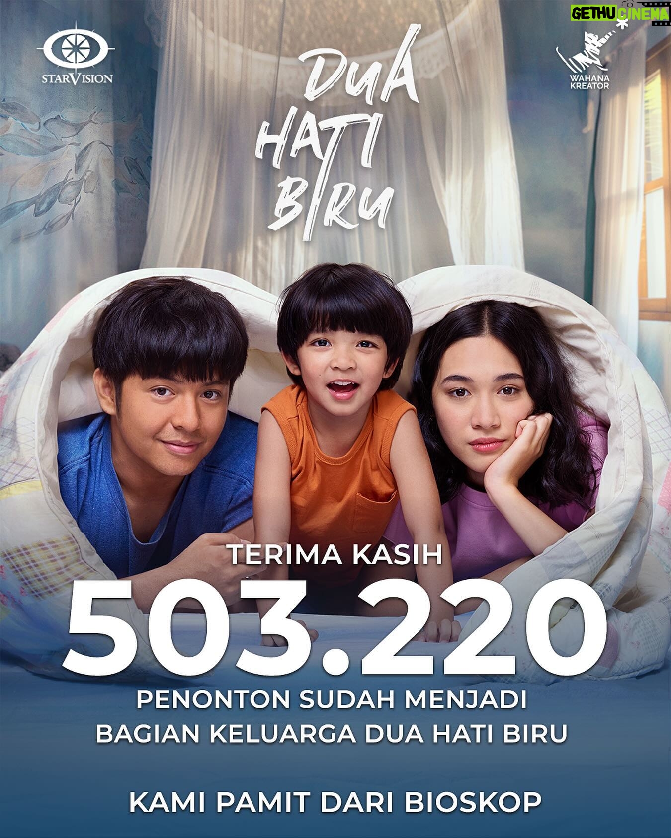 Gina S. Noer - 2.4K Likes - 503.220 penonton sudah menjadi bagian dari perjalanan keluarga Bima, Dara, dan Adam di film DUA HATI BIRU.
Terima kasih atas dukungan dan antusiasme dari teman-teman kepada karya kami. DUA HATI BIRU pamit dari Bioskop 💙💙
@duahatibiru
#DuaHatiBiru
#FilmDuaHatiBiru