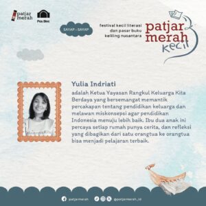 Gina S. Noer Instagram - Ada hal menarik dalam film “Dua Hati Biru” karya Gina S. Noer. Film keluarga tersebut memiliki banyak lapisan yang membawa kita ke ragam percakapan. Mulai dari keluarga muda yang berusaha menjaga keluarga kecilnya, pengetahuan soal pengasuhan, hingga relasi romantis dan sehat yang seharusnya terus diupayakan meski telah memasuki pernikahan, hingga toksik maskulinitas dalam diri seorang ayah (muda).

Pada #obrolanpatjar Mengasuh Kasih: Sebuah Percakapan tentang Relasi bersama Gina S. Noer, Halimah (praktisi gentle parenting) dan pemilik akun TikTok @‌dailyjour, dan Yulia Indriati dari Keluarga Kita, patjarboekoe diajak melihat semesta kecil bernama keluarga yang sesungguhnya benih dari sebuah dunia besar. Bahwa relasi sehat dimulai dari sebuah ruang domestik, karena dari sinilah manusia belajar melatih kemampuan mencintai-dicintai, memercayai-dipercaya, serta merawat dan mewariskan kasih sayang hingga ke ruang-ruang lain.

====

📍: Panggung Taman

🔗: Mata acara akan terus mengalami pemutakhiran secara berkala di patjarmerah.com/acarapatjarkecil.

🔗: Pendaftaran dibuka pada 20 Juni 2024 melalui
patjarmerah.com/patjarkecil.

=====

Info patjar: bisa diikuti semua umur.

=====

#obrolanpatjar #patjarkecil2024 #patjarmerahid