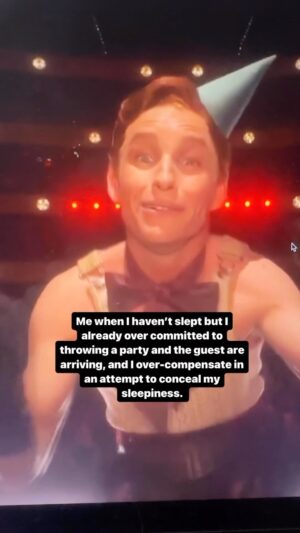 Ginger Gonzaga Instagram - Me when I haven’t slept but already over-committed to hosting a party , and now I’m
Over-compensating  while welcoming guests in an attempt to conceal my sleepiness. 

#tonys #cabaret #eddieredmayne #parties #hosting #overcommitted #overcommitment