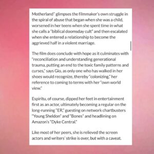 Giovannie Espiritu Instagram - Squeeee!

“A true creative, she raises consciousness as surely as she raises eyebrows. Rewards naturally follow in her wake.”

They mention the Silicon Valley Asian Pacific FilmFest and the Las Vegas Filipino Short Film Festival as well as Arreugir Jojo and Belinda… AND Bettina Santos Yap ♥️🙌🏽🇵🇭

#filmmaker #womeninfilm #filipina #pinoypride #filipinx #filmfestival #lasvegas #siliconvalley #documentary #indiefilm #femalefilmmaker #philippines #tondo #tondogirl