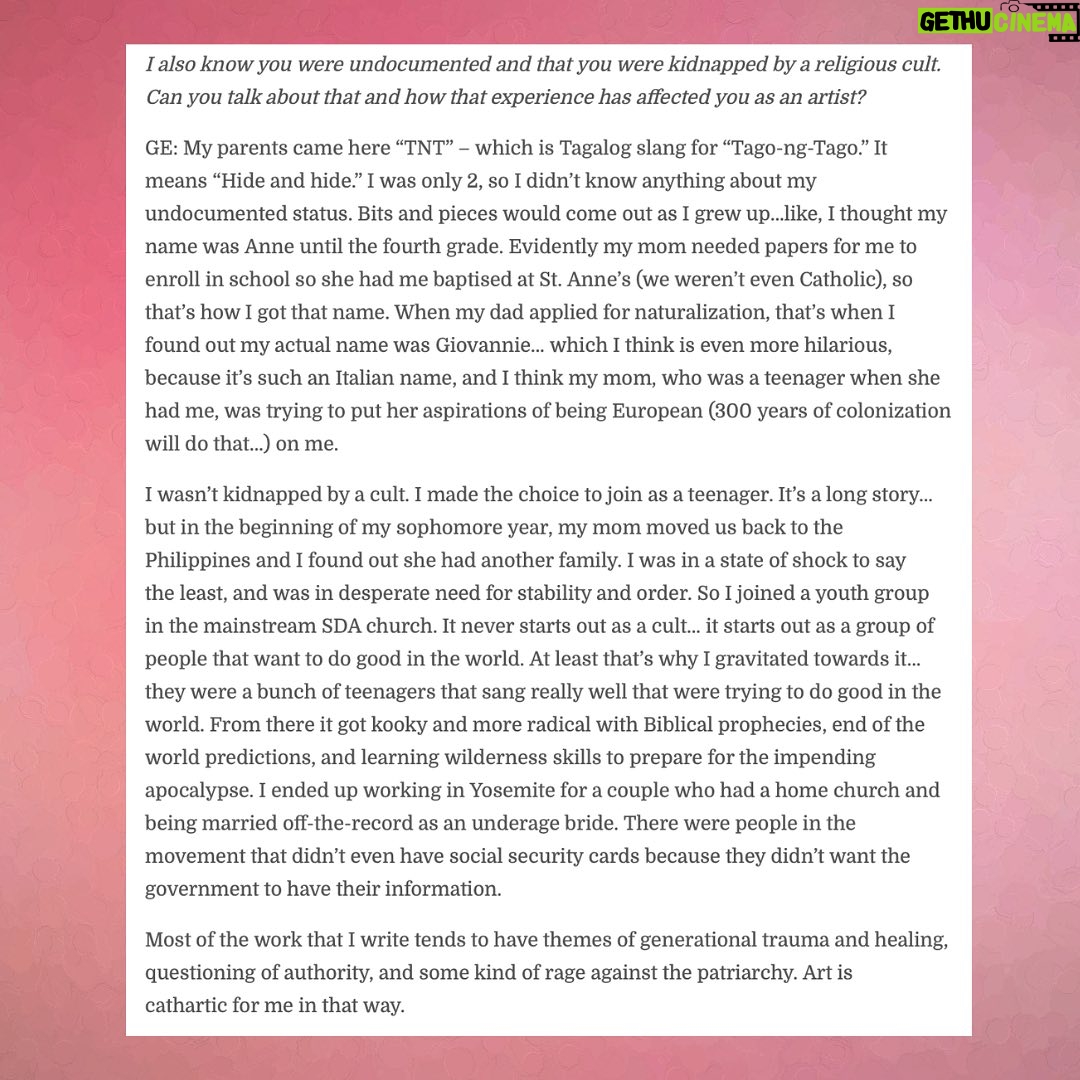 Giovannie Espiritu - 702 Likes - After Quentin found out I won a Telly, he did this cute interview with me. Super grateful for his influence as an awesome PGA leader, uplifter, and powerhouse connector in the AAPI and Alphabet Mafia community. 💕🫶🏽
#aapi #filipina #filipinx #telly #filmmaker #director #writer #producer #womeninfilm #thefutureoffilmisfemale #producersguildofamerica