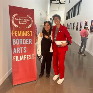 Giovannie Espiritu Instagram - Day One of the Feminist Border Arts Film Fest Done!

So honored to be a part of these wonderfully curated blocks of films. Speaking tomorrow about Filmmaking and Activism. I couldn’t say no to a fest with free food for the community in a university setting — especially since their artwork includes UFOs and cats spitting rainbows. 🎥✨

#FeministBorderArts #FilmmakingAndActivism #CommunityEvents #FilmFestFun #UFOArt #RainbowCats #lascruces #feminist #ultrafeminist