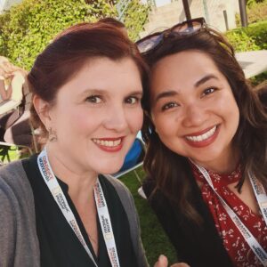 Giovannie Espiritu Instagram - Epic work week in La La land with my first event as an @televisionacad Active Member, the @producersguild conference and ending the week with the charming movie Quiz Lady at the DGA. 

Proud of my introvert progress: said many awkward hellos to new friends and had a lot of great life conversations with old friends. The initial small talk isn’t as daunting anymore… but I do have trouble with the entry points, so I’m very thankful for those that initiated the convo. 🙇🏻‍♀️ (I welcome any and all advice about people-ing. Or book recommendations!)

Trying to look at the world like @chucklorreproductions  and embody the humor with heart. 💖 💖💖💖

#fysee Pro-Tip learned from Yasmine: find out where the catering comes out from and stand by those doors… you’ll be able to get food before it’s gone. (Helpful when you are short like me). Shout out to the grilled cheese and French onion soup bites.

#lalaland #director #producer #writer #peopleing