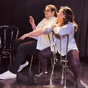 Giovannie Espiritu Instagram - Last night, I was invited by the 🙇🏻‍♀️amazing @_kimberlyscott_ to be part of the guest cast of @bleachimprov - a comedy improv troupe that I’ve been a fan of for the last few years. They are ridiculously wonderful and just as awesome as the peeps in Hollywood Land.

I’ve been hesitant to return to improv outside of a class setting for a few reasons: the main ones being my anxiety face has never gone away (Billy Merritt marked me down for level 4 for having Back Line Scared Face), they always say to play at the top of your intelligence and I’m afraid that I’m not that intelligent and now EVERYONE will know, and I have real time marble mouth and jumble my words (and colloquial expressions) a lot.

But improv has a way of revealing your subconscious mind and your deepest dreams and fears if you let it. Sure enough, I was faced with a scene dealing with narcissistic personality types… and I realized that my go to is STILL to freeze and fawn when faced with douchbaggery (Which Kim played with such aplomb and confidence). 

I think my soul is calling for me to learn how to fight back instead of shutting down. In the scene, I called for back up, which another version of ALLY 3000 made an appearance. 🤖🦾

Photos by @neilcorso @eva.ea_02 and @askformik 🙏🏽

I L-Lo-🤮 y’all and thank you for letting me play with you. #igotyourback #improv #improvcomedy