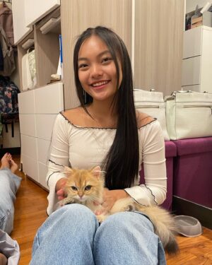 Gisele Chiam Instagram - let me introduce the new addition to our family, Burrito Nacho! 🌯 🐈

he’s one of the friendliest and most playful kittens i’ve ever met! i love how he always sits on my lap when i’m studying, he’s such a cutie! love you, burrito💋💋
•
•
•
•
•
#catsofinstagram #kitten #pet #britishlonghair #goldenblackbritishlonghair #petlovers #animallovers #catlovers #burritonacho