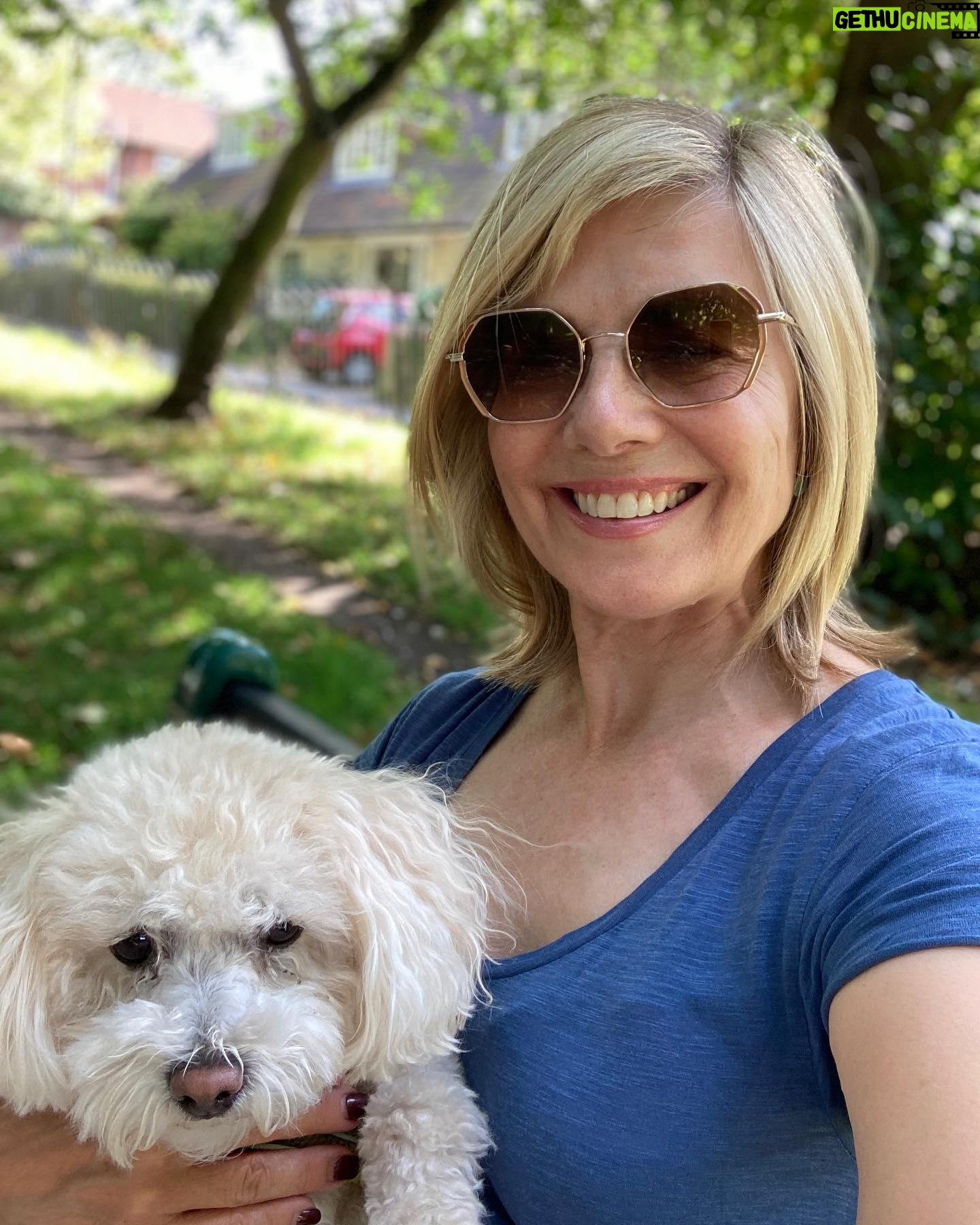 Glynis Barber - 1.8K Likes - Enjoying some rays with my pooch.
#summer #walkies #puppylove