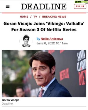 Goran Visnjic Instagram - This one's gonna be fun! I can't wait! Didn't you love the first season of @netflixvalhalla ...? It was awesome!! ...😎😊... 
#vikings