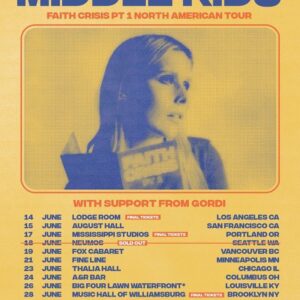 Gordi Instagram - WELL I thought it was about time I played some shows in North America again, and I could think of no better way to get back on the horse than with my beautiful friends from @middlekidsmusic !!!!!! CANNOT WAIT
1 > joyous
2 > full dates 
3 > a time from a previous tour when I twinned with the Waffle King