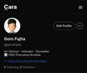 Goro Fujita Instagram - Created an account to reserve the name. Since it’s currently only supporting image uploads (not sure if video is planned) post will likely be very slow on my end as I create almost exclusively animated content these days. Hope they can grow the user base and audience cause I like their intent behind the platform.