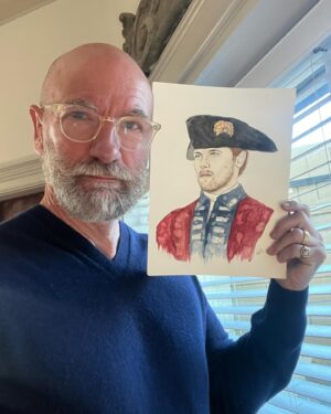 Graham McTavish Instagram - I was very kindly gifted this life sized portrait of someone I vaguely recognise by the very talented Anna ( I’m sorry I didn’t catch your last name!!). Beautifully done! I shall gaze upon it often. #realtalent #art #portraitofagingermanwithfarawayeyes