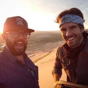 Graham Wardle Instagram - My good friend @peterharveyfilm and I at the top of the dunes. #Mongolia #Heartland