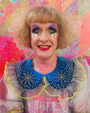 Grayson Perry Instagram - Had a lovely time last night at the NPG reopening party. Best atmosphere such a great mixture of people. Alan Measles in space dress by UAL CSM student Hongge Xiang