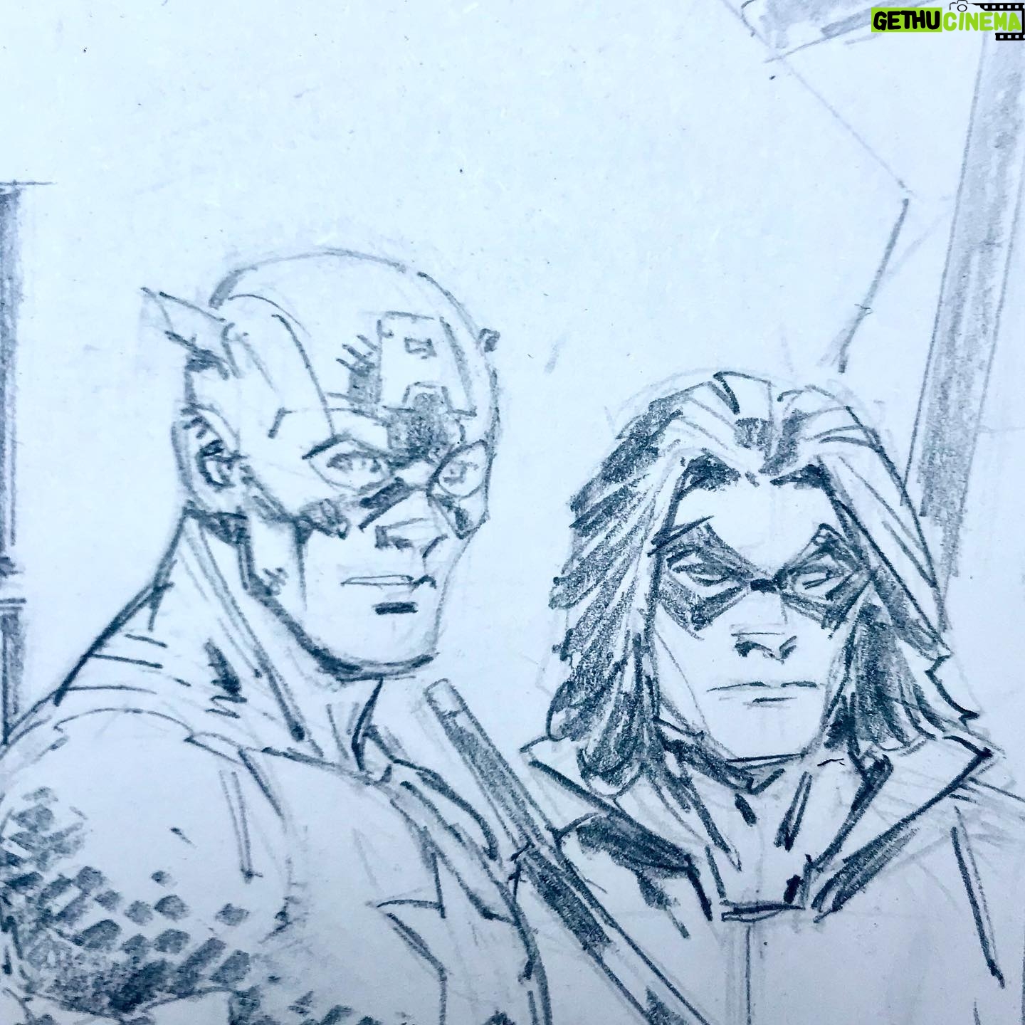 Greg Capullo - 5.6K Likes - What a welcome home I’m getting. I’m getting to draw everybody! 🤘🏻✏️🤘🏻 #marvelcomics #comicbooks #comicart #pencildrawing #captainamerica #wintersoldier