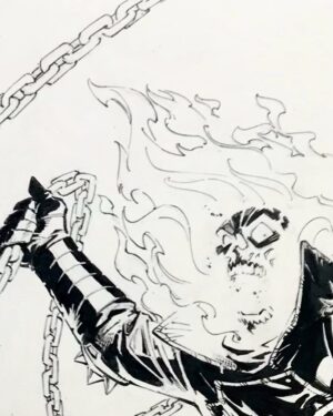Greg Capullo Instagram - Homestretch 🤘🏻✏️🤘🏻 #comics #marvel #ghostrider #inkdrawing