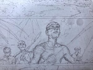 Greg Capullo Instagram - After a quarter of a century, I’m laying out the first page of the story I’m doing for MARVEL! Im back home 🤘🏻✏️🤘🏻 #capullo #marvelcomics #comicart #layout #pencildrawing